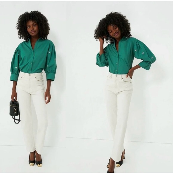 Tuckernuck The Shirt by Rochelle Behrens Green Bara | XXL | Rhinestones | NWT - Picture 4 of 11